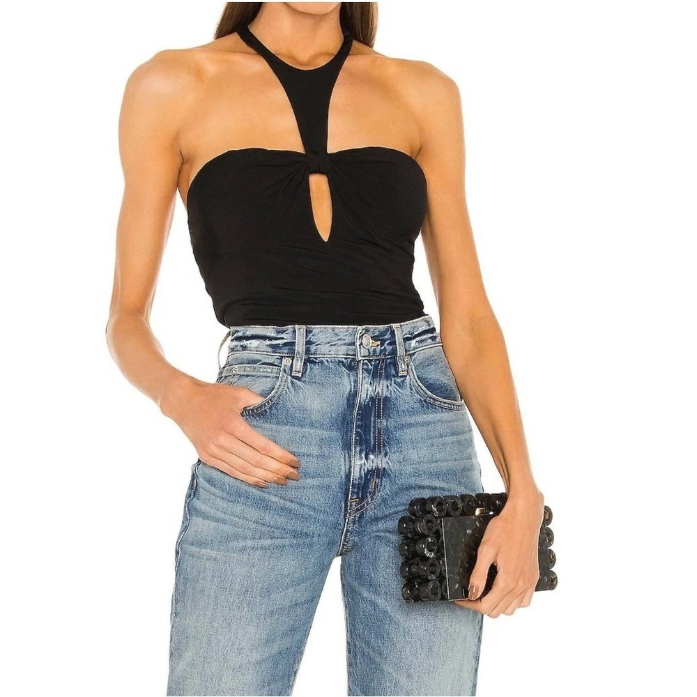 Ronny Kobo Mabel Halter Top Black Viscose Blend Size XS